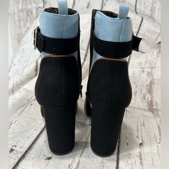 JUSTFAB Linette Colorblock Booties Brown/Multi-8 - Picture 5 of 6